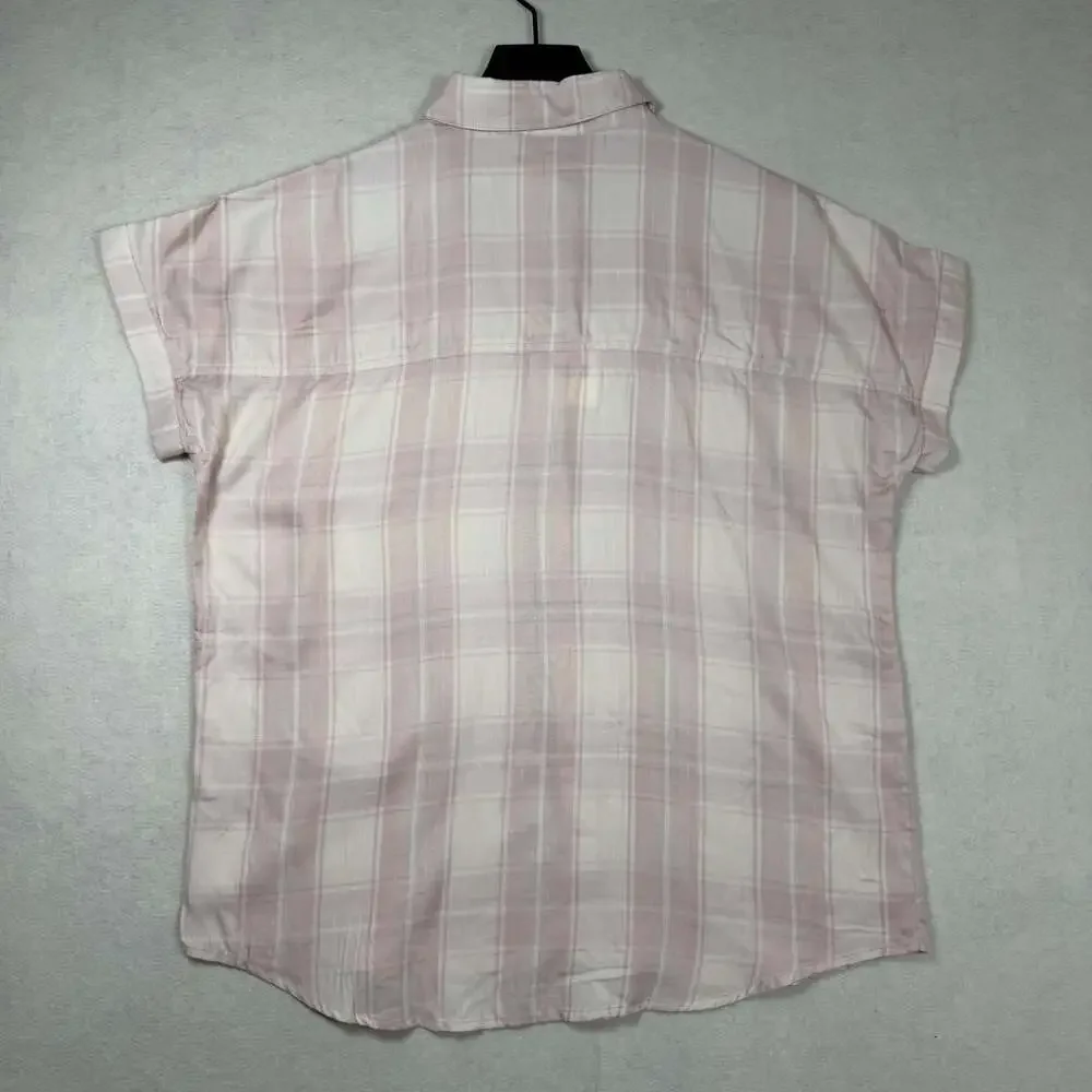Marine Layer Shirt Womens Medium Paige Button Down Ash Rose Plaid NWT Summer